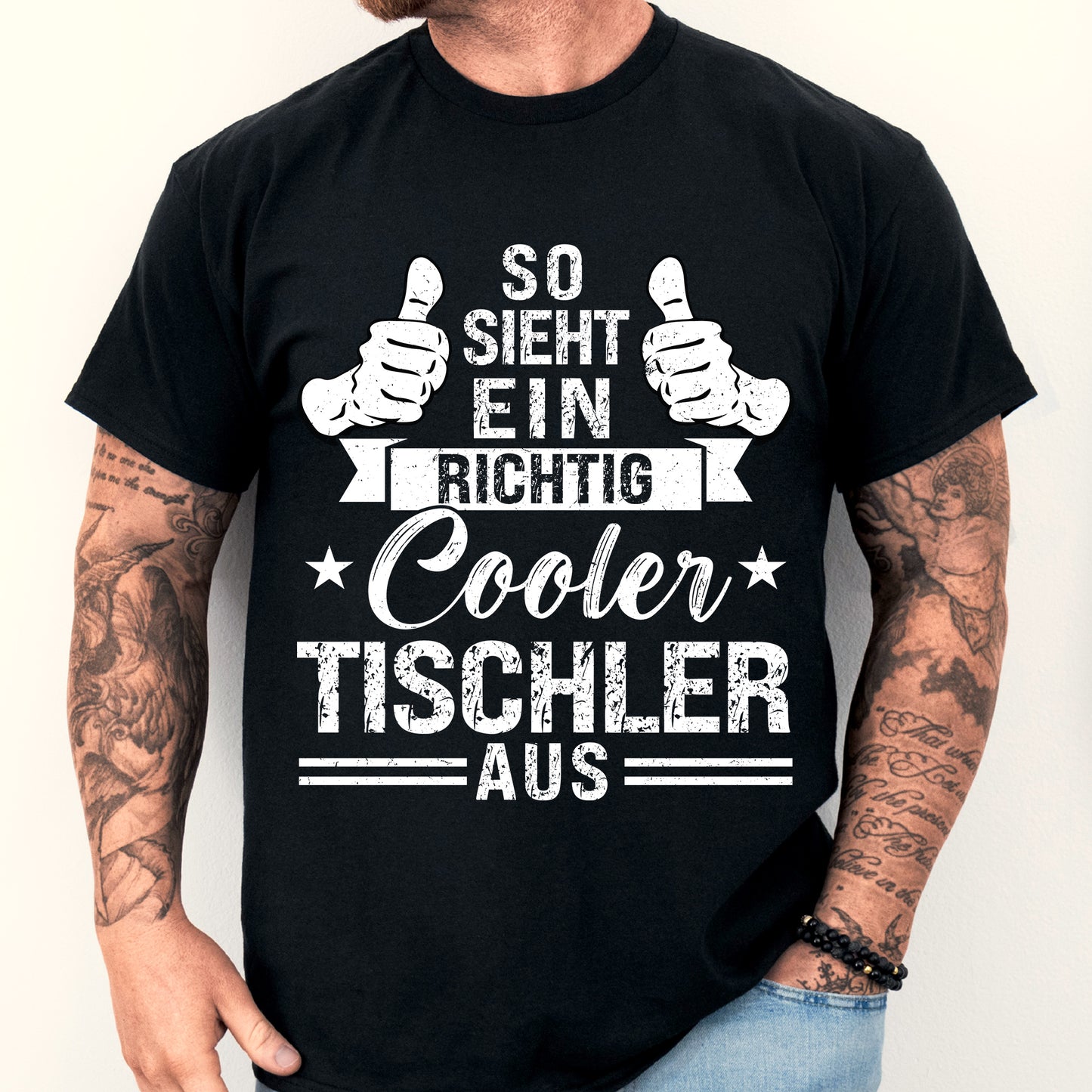 Tischler Shirt mit einem stilisierten Design eines Mannes, ideal als Geschenk für Handwerker in der Tischlerei.