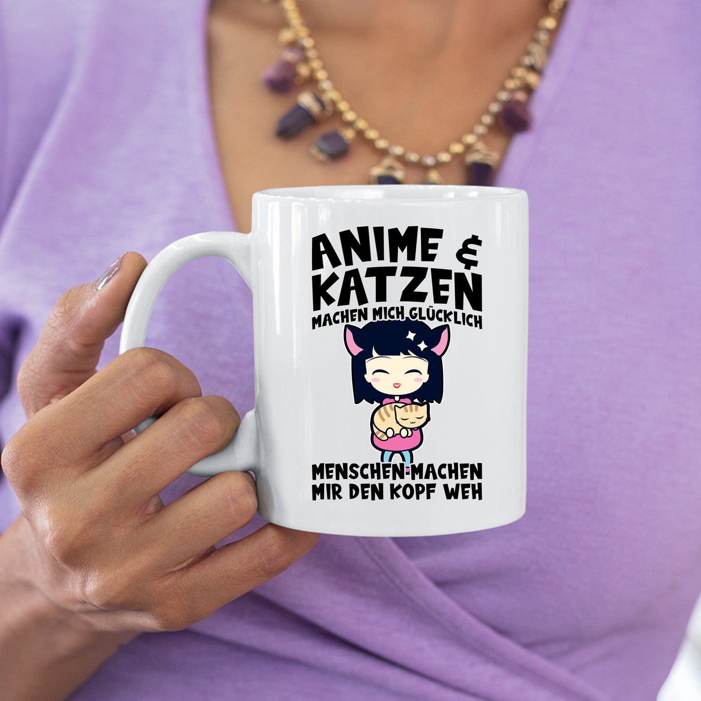 Anime Tasse | Anime & Katzen machen mich glücklich |