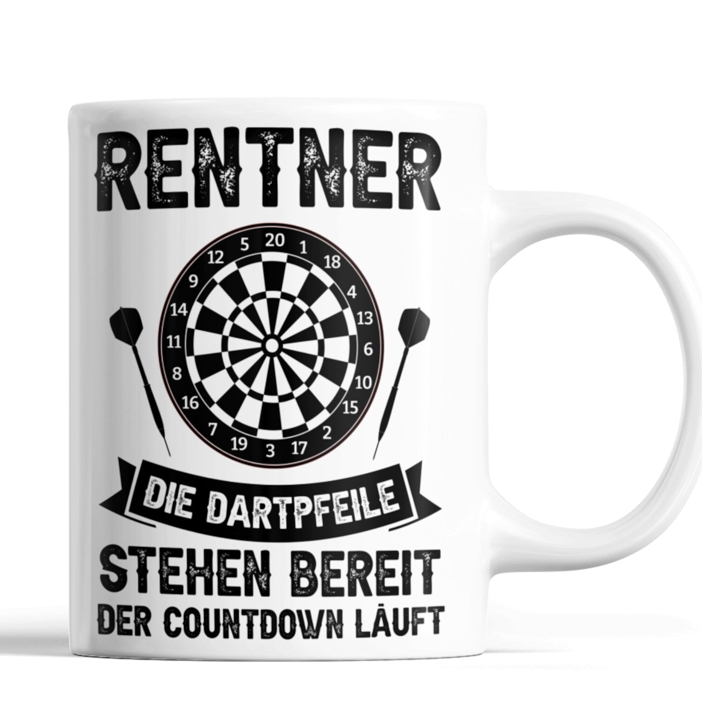 Dart Tasse | Rentner die Dartpfeile stehen bereit | Dartspieler Ruhestand Rentner