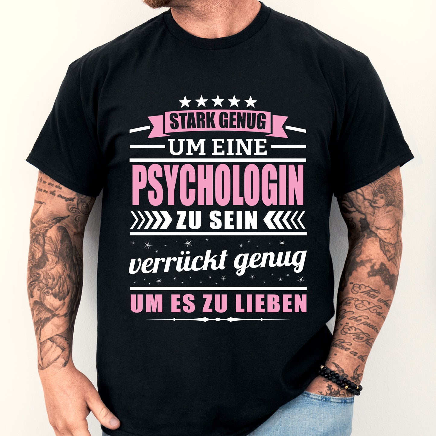 Design eines Shirts mit der Aufschrift "Sekreterin Shirt | stark genug um eine zu sein Geschenk Assistentin Helferin" und einem Mann als Motiv.