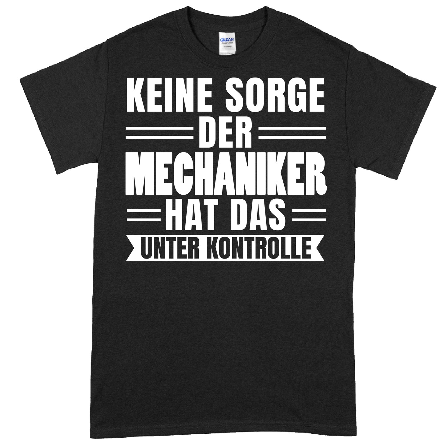 Mechaniker-Shirt mit Aufschrift "Mechaniker hat das unter Kontrolle" als Geschenkidee.