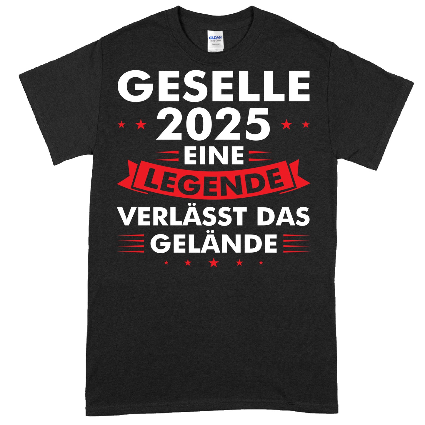 Design eines T-Shirts mit dem Text "Studium Shirt | Geselle 2025 eine Legende verlässt das Gelände Geselle Geschenk beendet".