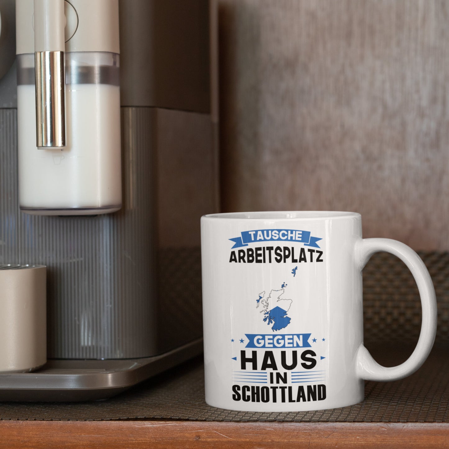 Schottland Tasse | tausche Arbeitsplatz gegen Haus in Schottland | schottisch Geschenk schottische Flagge Tasse schottischen Würzeln Kaffeebecher lustig