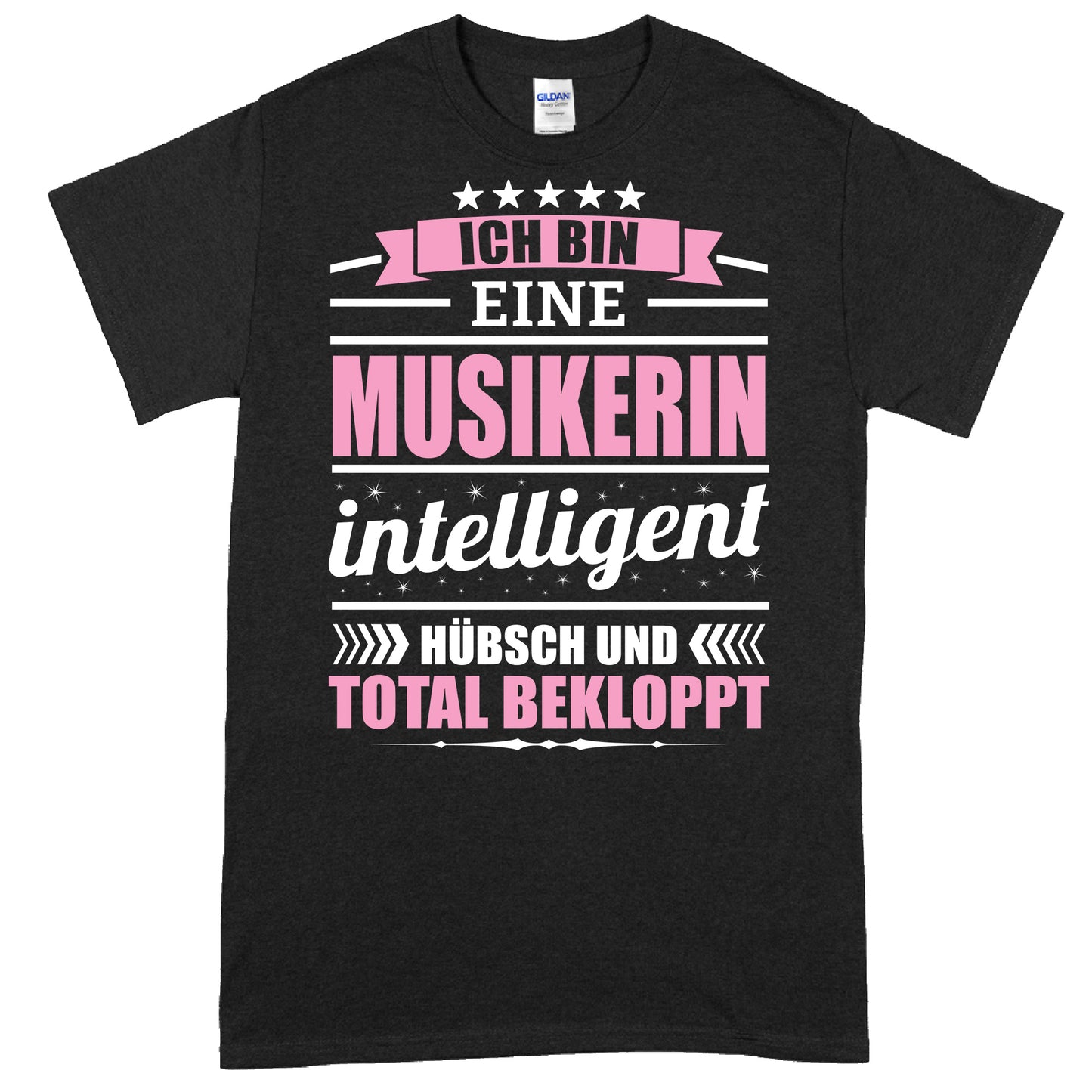 Design eines Shirts mit dem Text "Musikerin Shirt | ich bin eine Geschenk Musik Musiker" in stilvoller Schrift.