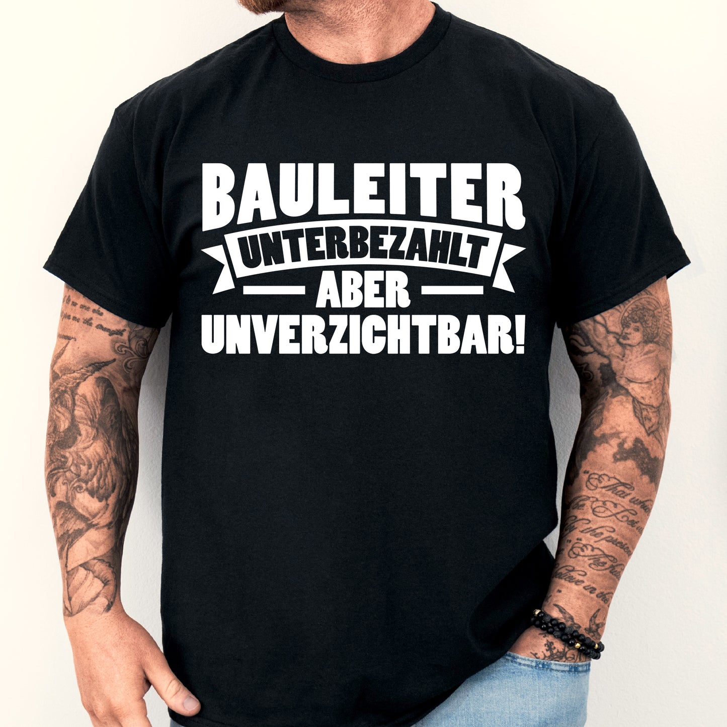 Bauleiter Shirt mit Bauarbeiter-Motiv als Geschenk für Baustelle und Bauarbeiter.