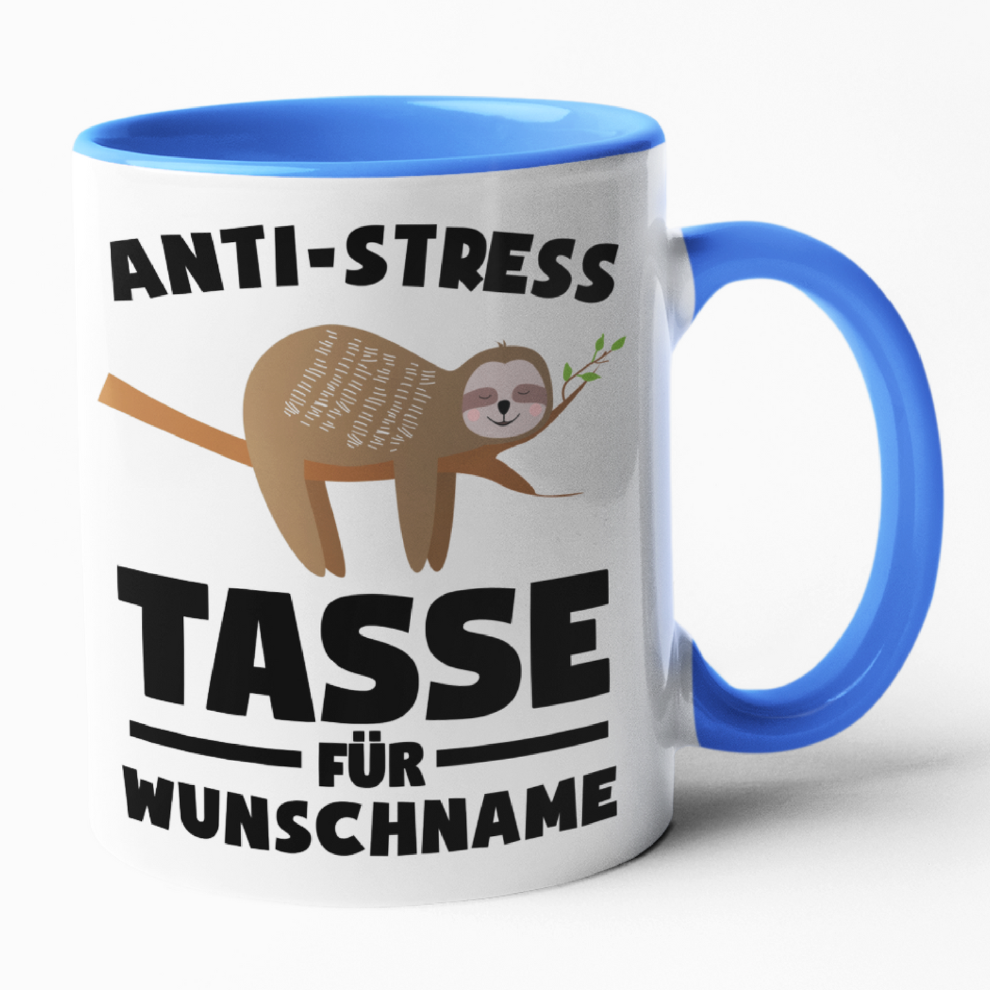 Anti Stress für Namen Tasse Personalisierbar Faultier
