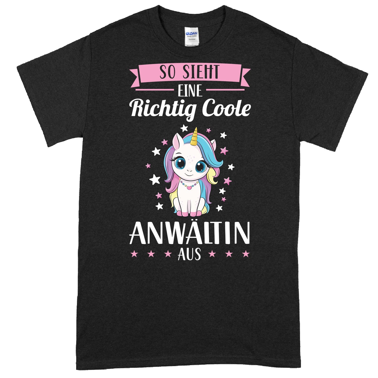 Design eines T-Shirts mit dem Aufdruck "Anwältin Shirt | richtige coole Juristin Geschenk Jurist" in stilvoller Schrift.