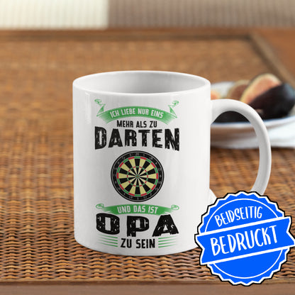 Dart Tasse | ich liebe mehr als zu darten das ist Opa zu sein | Dartspieler Ruhestand Rentner
