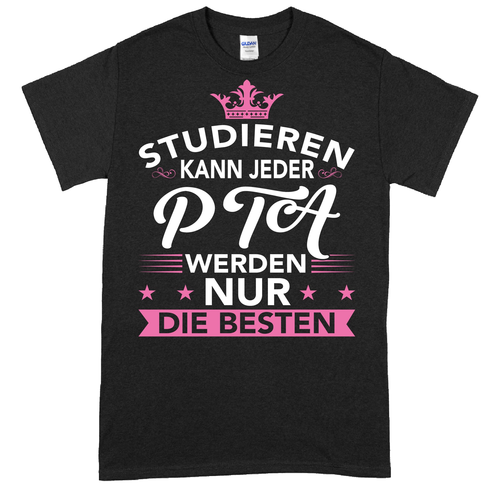 Design eines T-Shirts mit der Aufschrift "PTA Shirt | Geschenk Pharmazist" für Pharmazeuten.