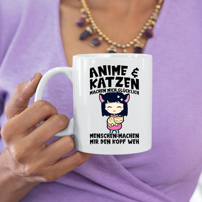 Anime Tasse |  Anime & Katzen machen mich glücklich |
