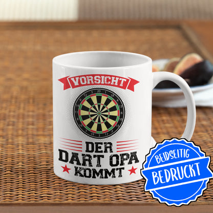 Dart Tasse | vorsicht der Dart Opa kommt | Dartspieler Ruhestand Rentner