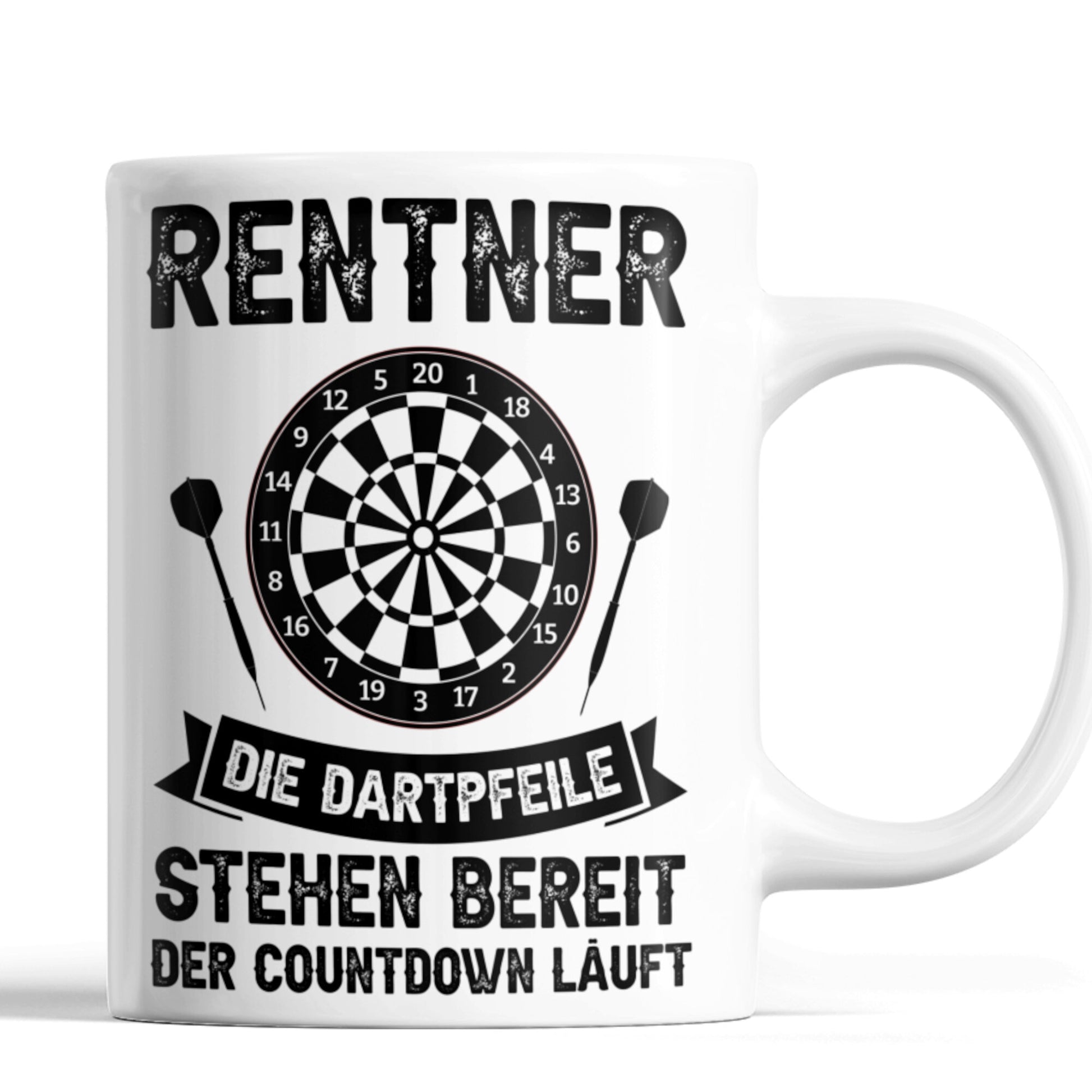 Dart Tasse | Rentner die Dartpfeile stehen bereit  | Dartspieler Ruhestand Rentner