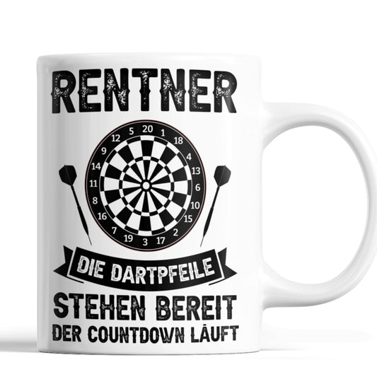 Dart Tasse | Rentner die Dartpfeile stehen bereit  | Dartspieler Ruhestand Rentner