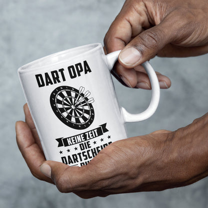 Dart Tasse | Dart Opa keine Zeit die Dartscheibe ruft! | Dartspieler Ruhestand Rentner
