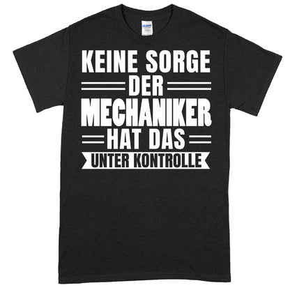 Mechaniker-Shirt mit Aufschrift "Mechaniker hat das unter Kontrolle" als Geschenkidee.