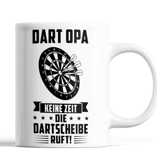 Dart Tasse | Dart Opa keine Zeit die Dartscheibe ruft! | Dartspieler Ruhestand Rentner