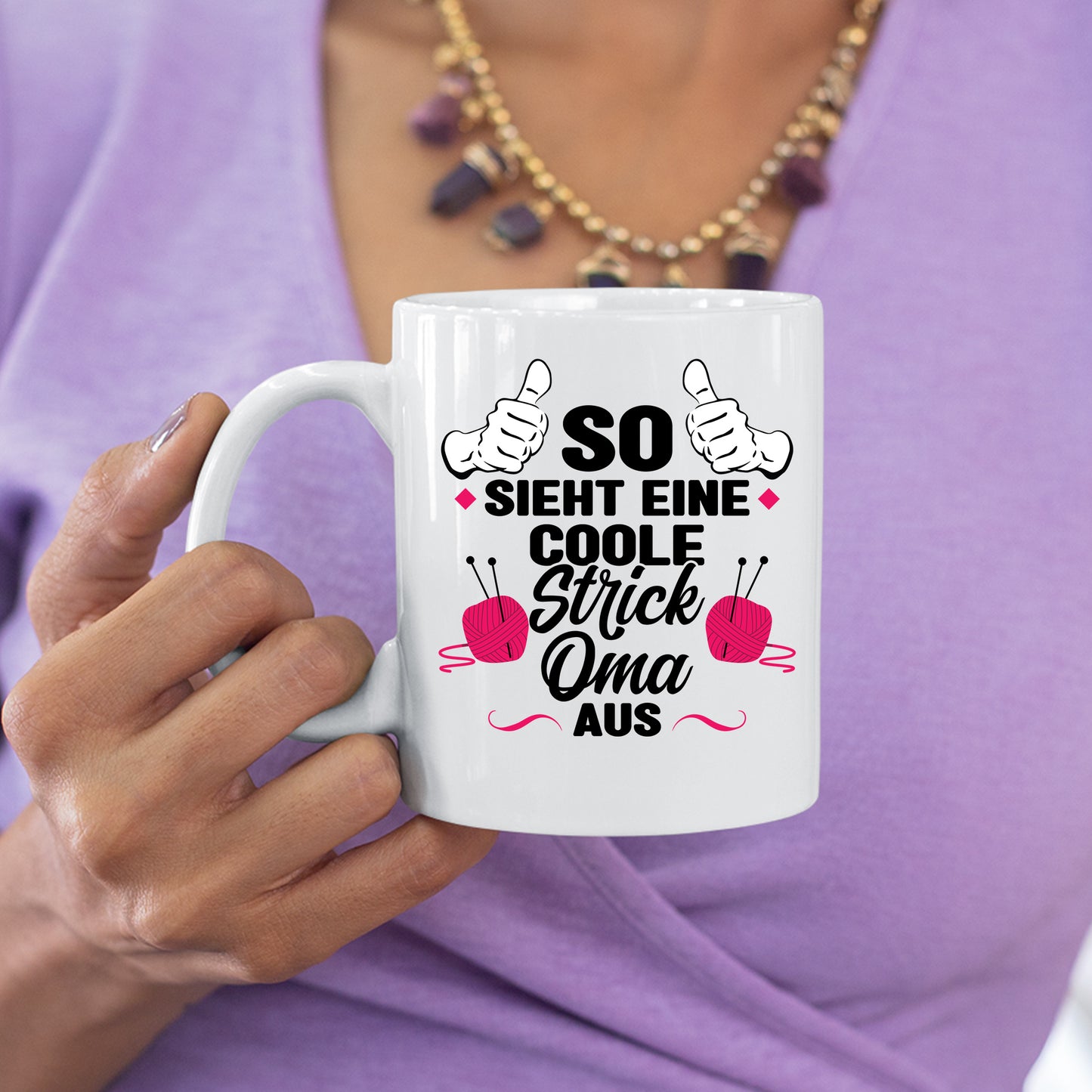 Strick Tasse | so sieht eine coole strick Oma aus  |