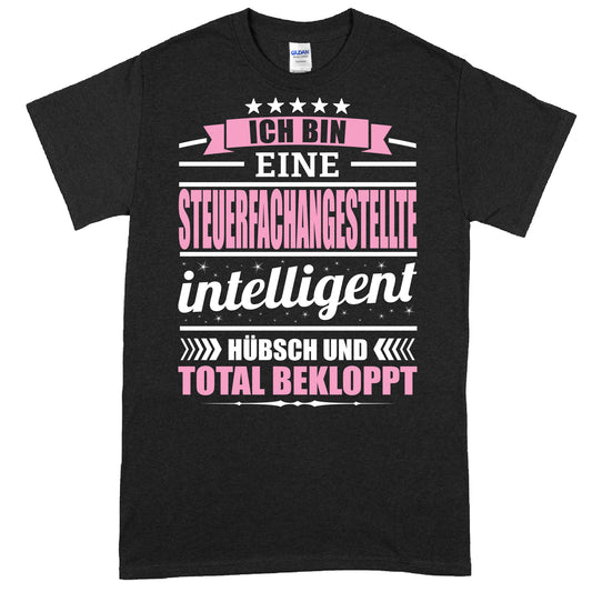 Design eines Shirts mit der Aufschrift "Steuerfachangestellte Shirt | ich bin eine Geschenk Frauenberuf" in stilvoller Schrift.