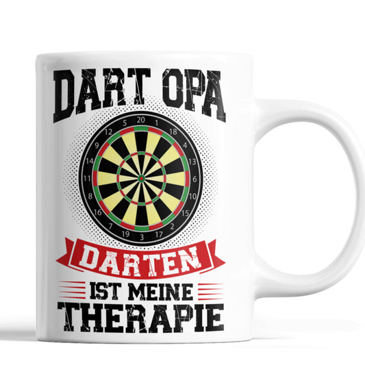 Dart Tasse | Dart Opa darten ist meine Therapie  | Dartspieler Ruhestand Rentner