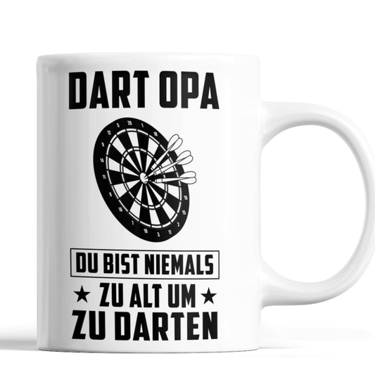 Dart Tasse | Dart Opa du  bist niemals zu alt um zu darten | Dartspieler Ruhestand Rentner