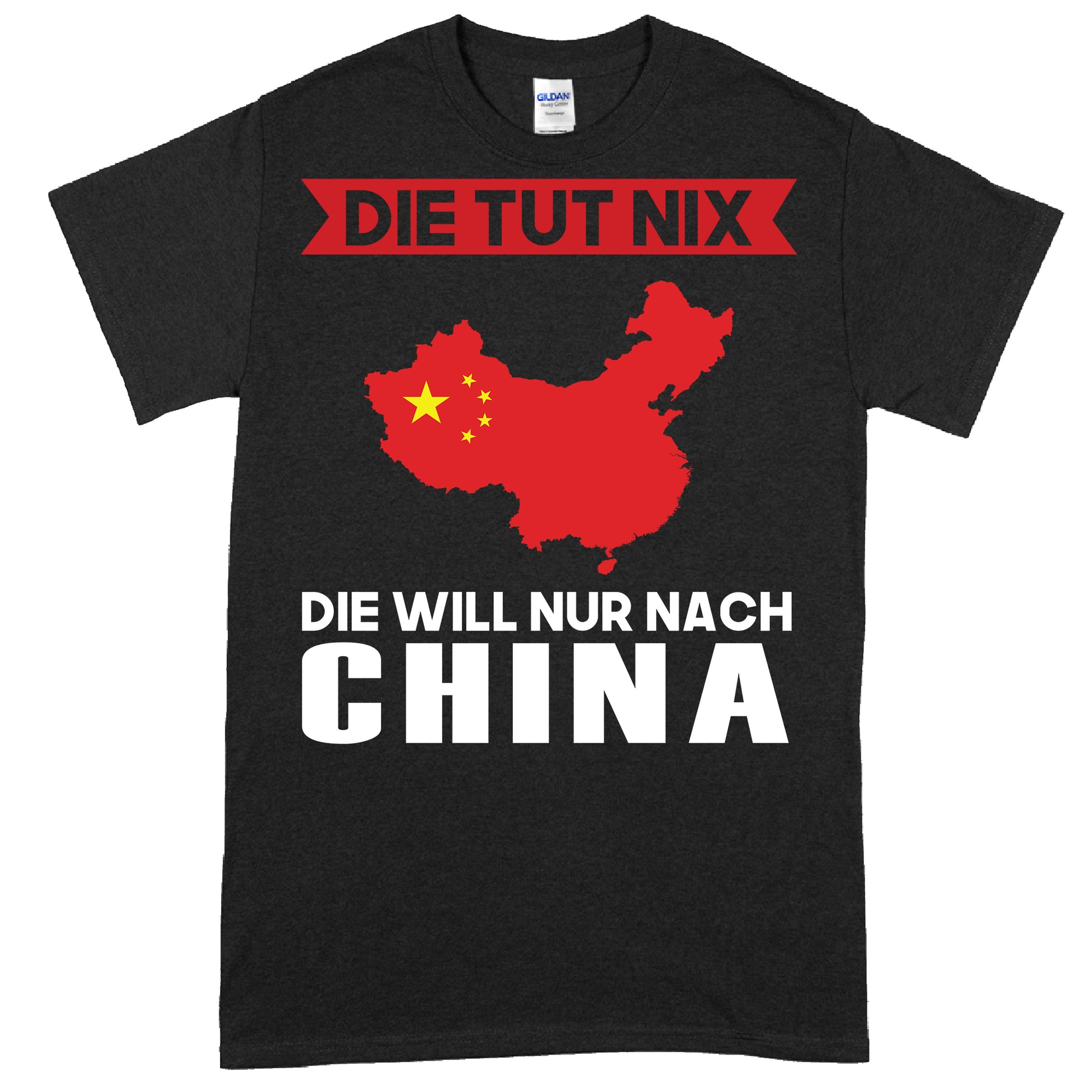 Design eines T-Shirts mit dem Text "Ca Shirt | Die tut nix Geschenk Cesisch" in stilisierter Schrift.