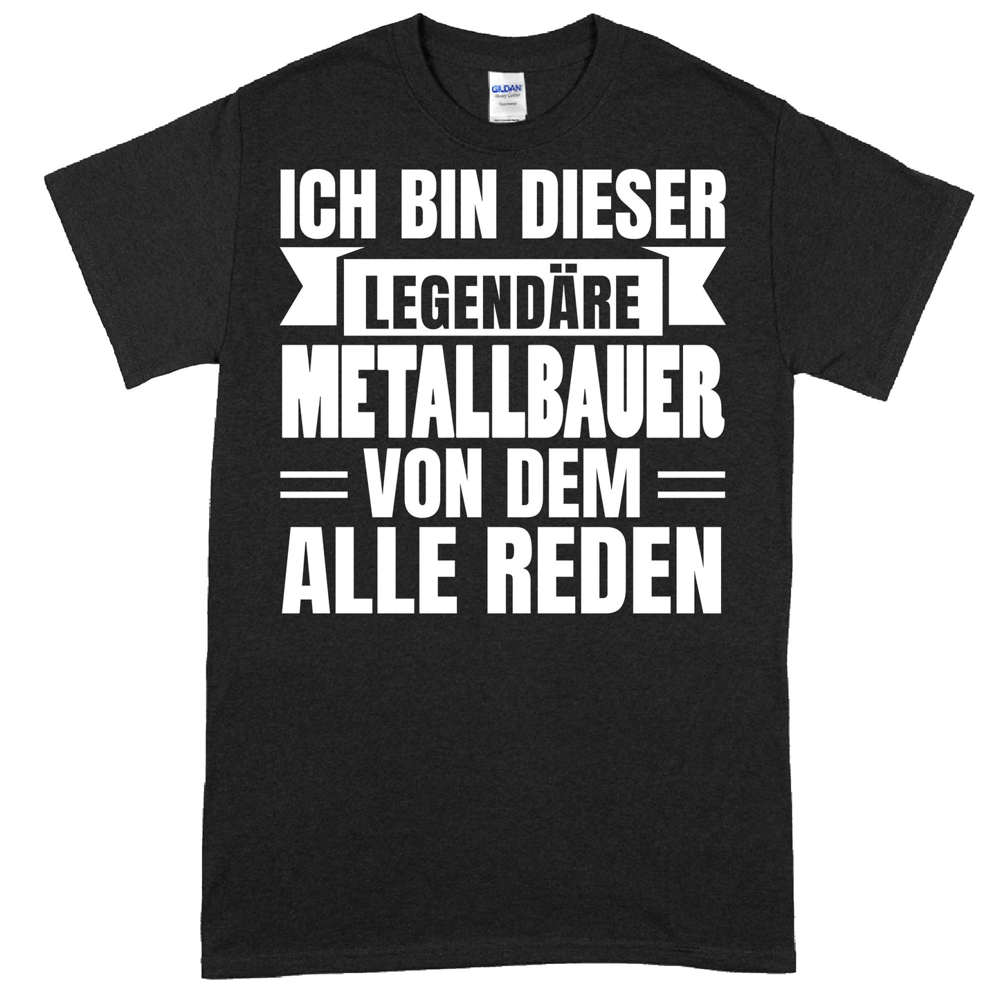 Design eines Shirts mit der Aufschrift "Metallbauer Shirt | legendäre Schmied Geschenk Metall Metalarbeiter" in einem robusten, industriellen Stil.