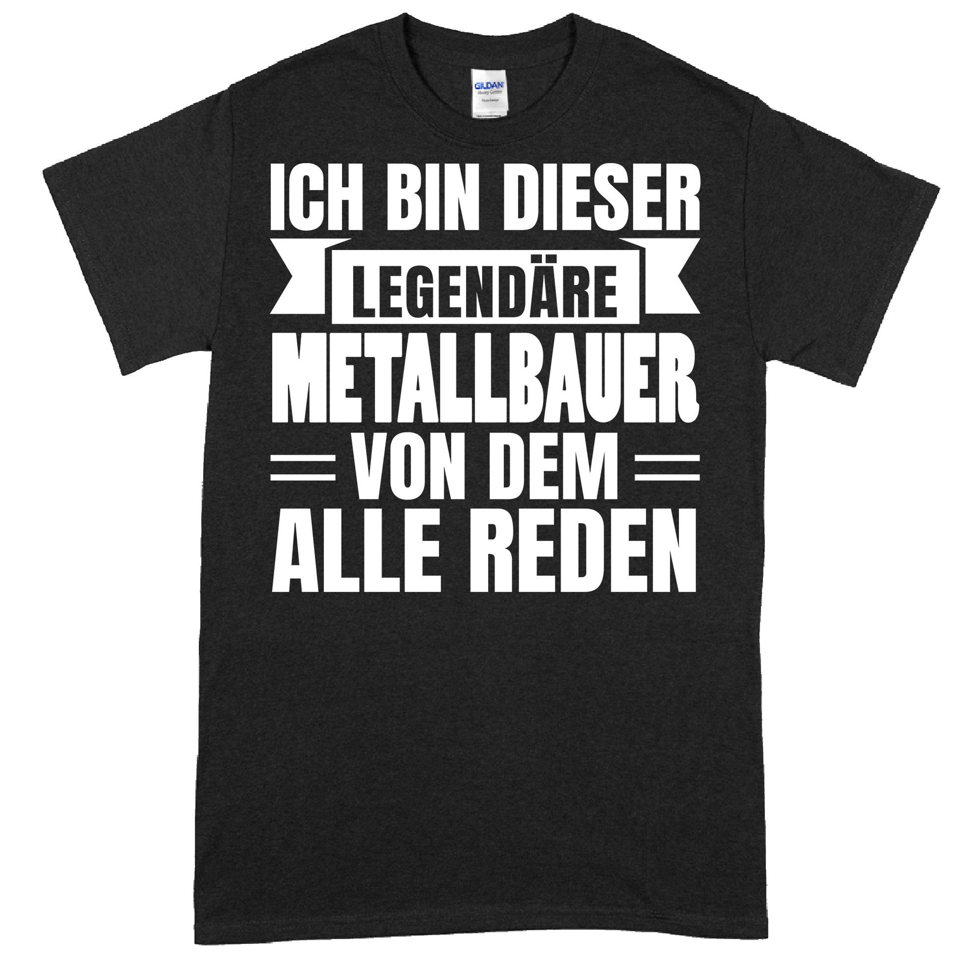Design eines Shirts mit der Aufschrift "Metallbauer Shirt | legendäre Schmied Geschenk Metall Metalarbeiter" in einem robusten, industriellen Stil.