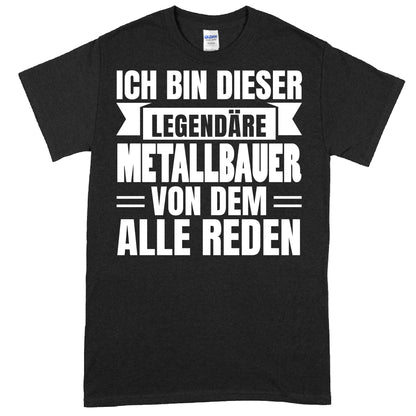 Design eines Shirts mit der Aufschrift "Metallbauer Shirt | legendäre Schmied Geschenk Metall Metalarbeiter" in einem robusten, industriellen Stil.
