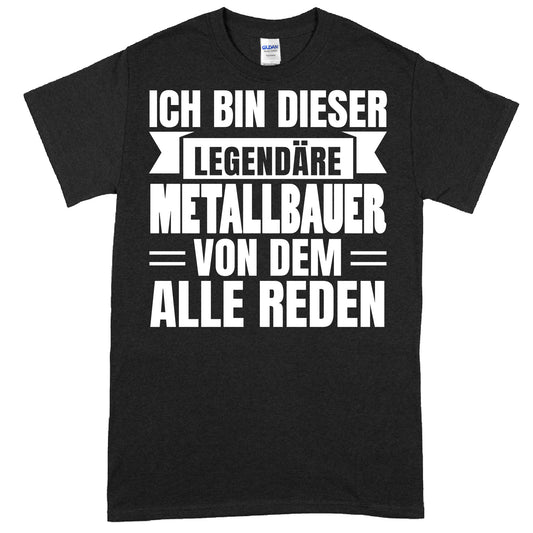 Design eines Shirts mit der Aufschrift "Metallbauer Shirt | legendäre Schmied Geschenk Metall Metalarbeiter" in einem robusten, industriellen Stil.