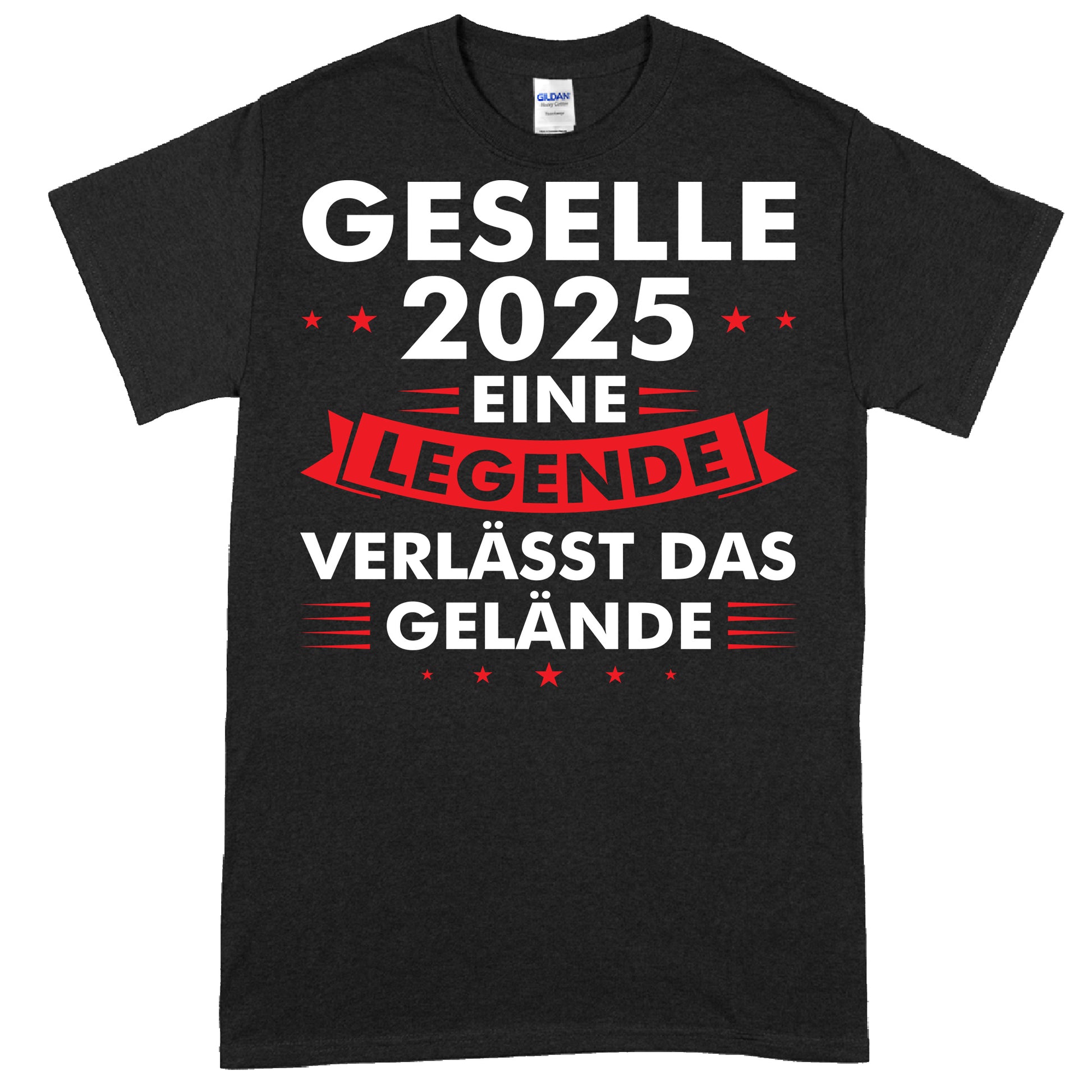 Design eines T-Shirts mit dem Text "Studium Shirt | Geselle 2025 eine Legende verlässt das Gelände Geselle Geschenk beendet".