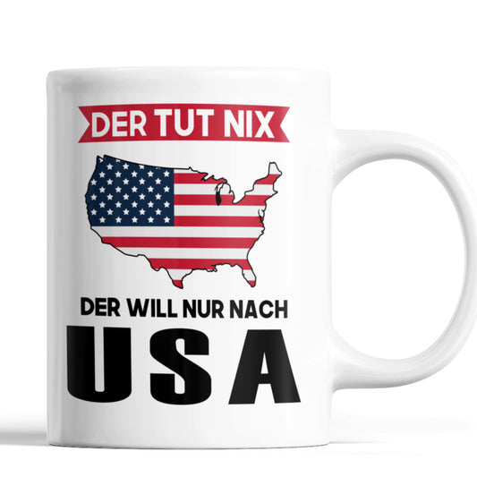 USA Tasse  Americkan Geschenk Amerikanische Flagge der tut nix 