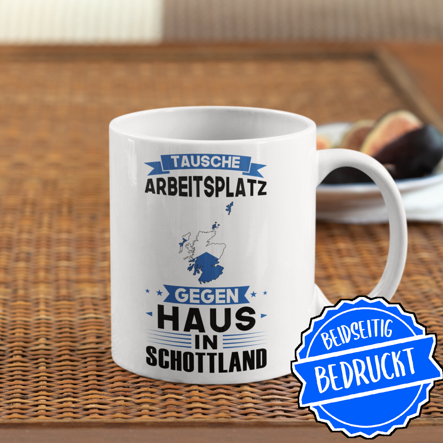 Schottland Tasse | tausche Arbeitsplatz gegen Haus in Schottland | schottisch Geschenk schottische Flagge Tasse schottischen Würzeln Kaffeebecher lustig