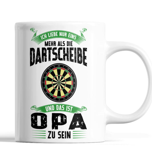 Dart Tasse | ich liebe mehr als  die Dartscheibe und das ist Opa zu sein | Dartspieler Ruhestand Rentner