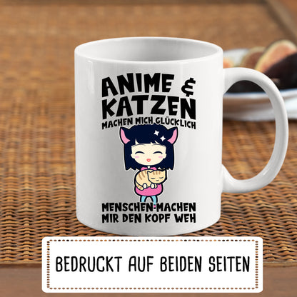 Anime Tasse |  Anime & Katzen machen mich glücklich |