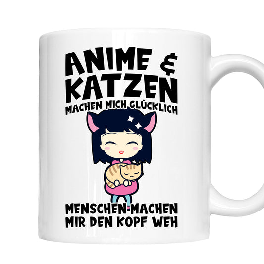 Anime Tasse |  Anime & Katzen machen mich glücklich |