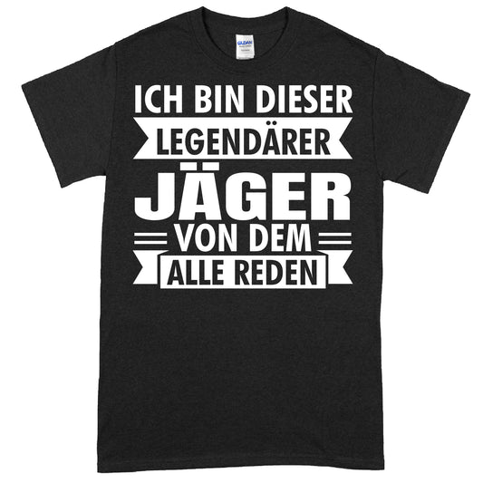 Design eines T-Shirts mit einem Hirschmotiv und dem Text "Jäger Shirt | legendäres Jagd Geschenk" für Jagdliebhaber.
