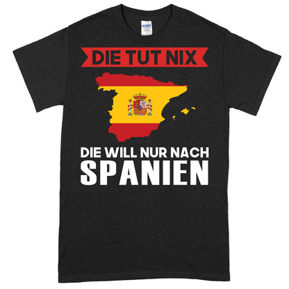 Spanien-inspiriertes T-Shirt mit humorvollem spanischen Spruch als Geschenkidee.