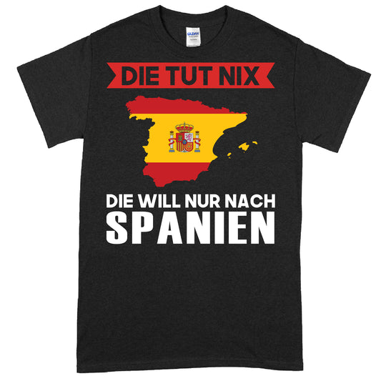 Spanien-inspiriertes T-Shirt mit humorvollem spanischen Spruch als Geschenkidee.