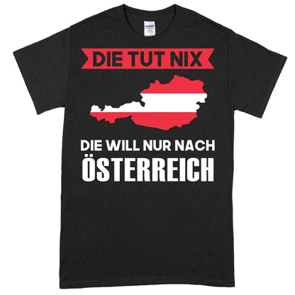 Österreichisches T-Shirt-Design mit humorvollem Spruch als Geschenkidee.