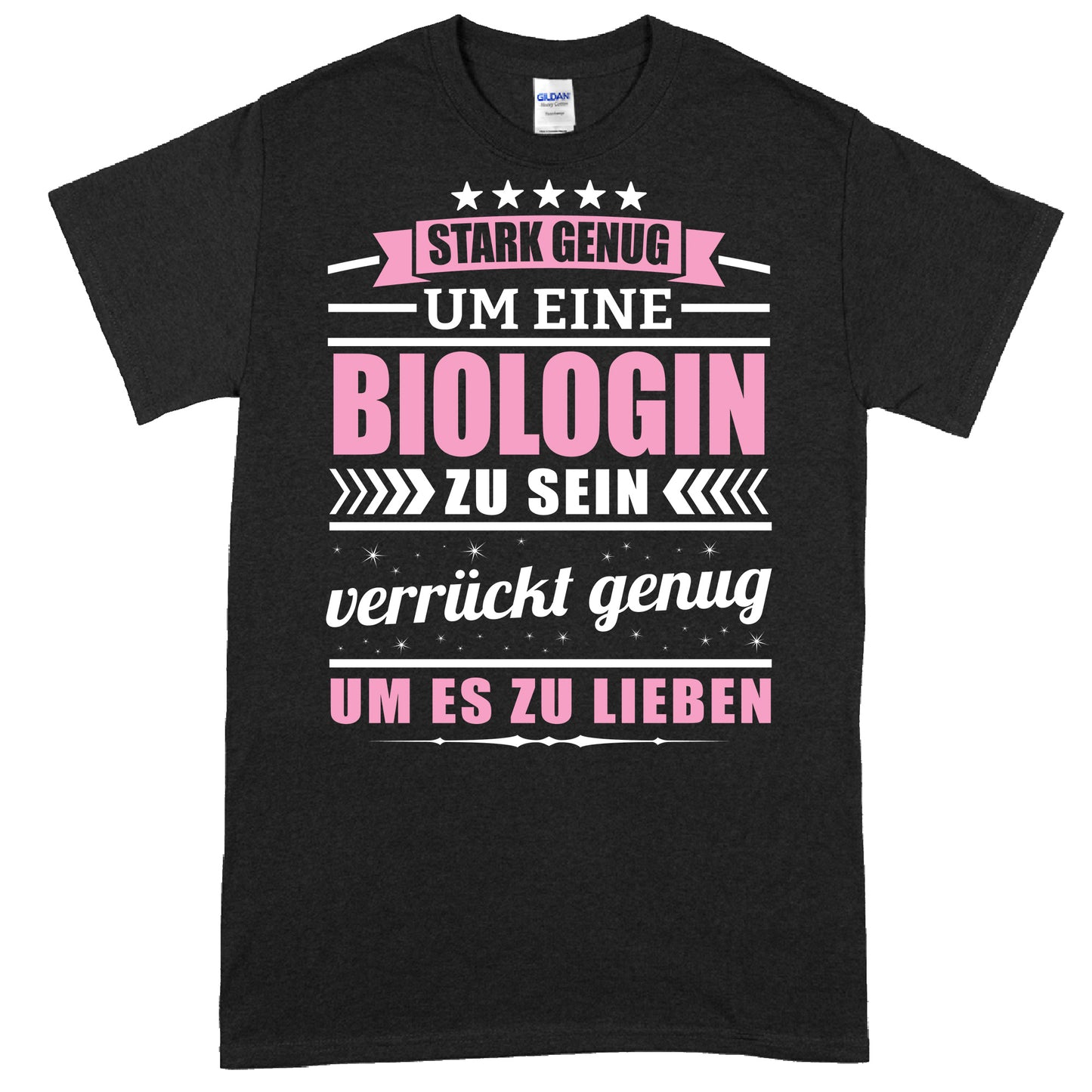 Design eines T-Shirts mit der Aufschrift "Stark genug, um eine Chemikerin zu sein" als Geschenk für Frauen in der Chemiebranche.
