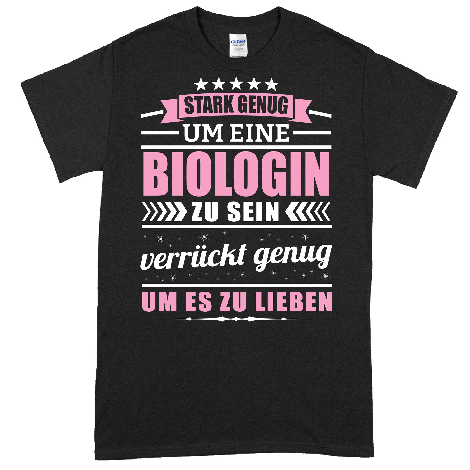 Design eines T-Shirts mit der Aufschrift "Stark genug, um eine Chemikerin zu sein" als Geschenk für Frauen in der Chemiebranche.