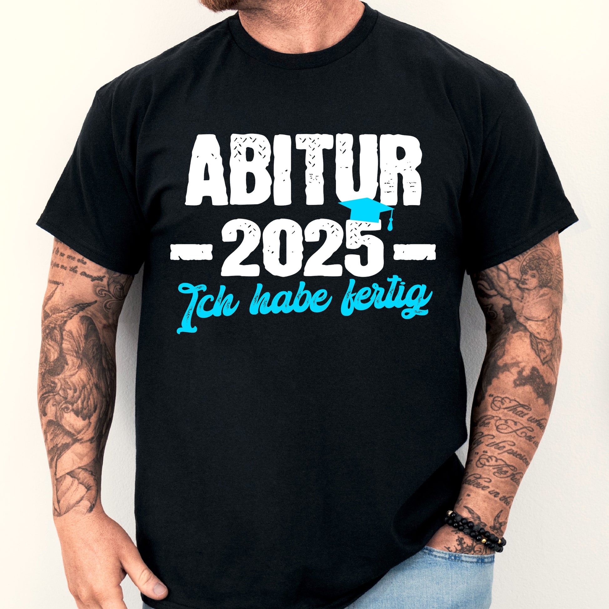 Abitur Shirt 2025 mit dem Text "Ich habe fertig"